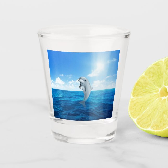 Vaso De Chupito Vidrio delfín subacuático (Anverso)