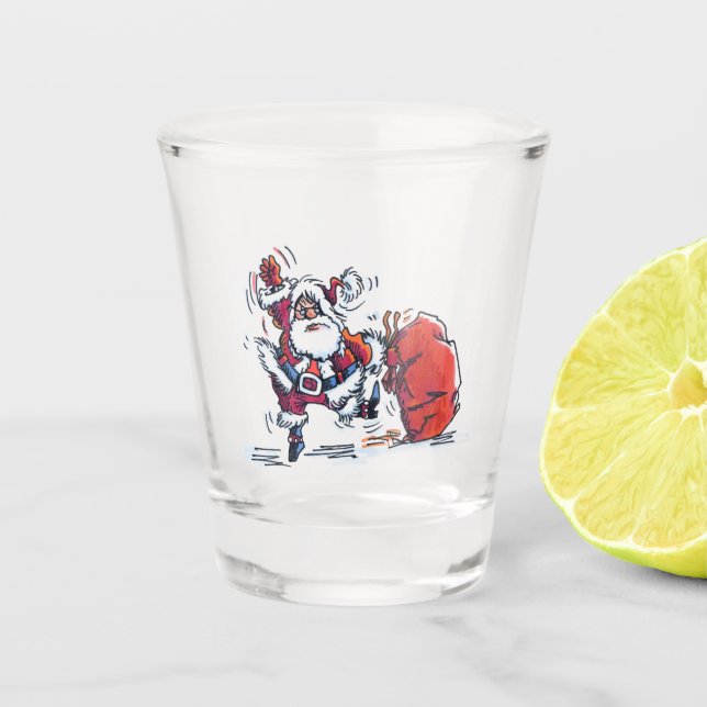 Vaso De Chupito Vidrio enojado de Santa Claus (Anverso)
