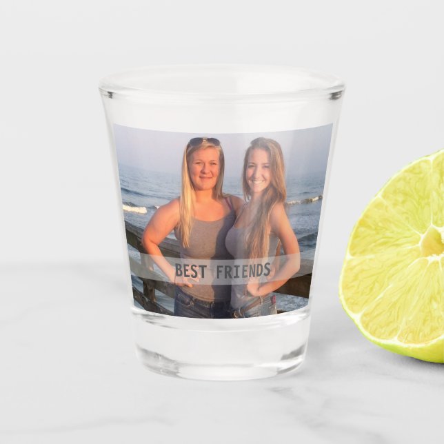 Vaso De Chupito Vidrio fotográfico de los mejores amigos (Anverso)