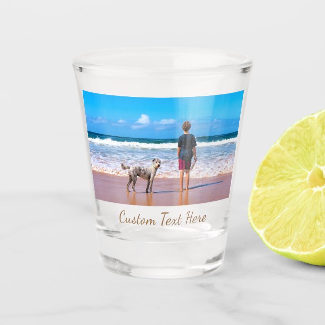 Vaso De Chupito Vidrio fotográfico de texto de personalizado - Tu  (Anverso)