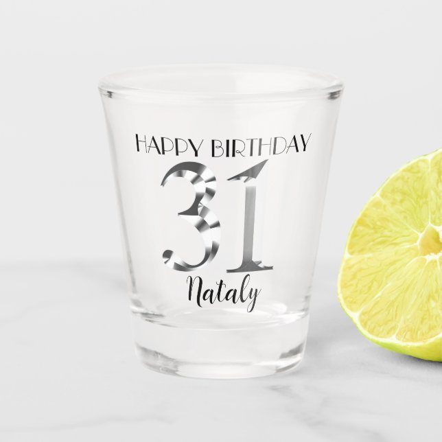 Vaso De Chupito Vidrio metálico de 31 años de plata (Anverso)