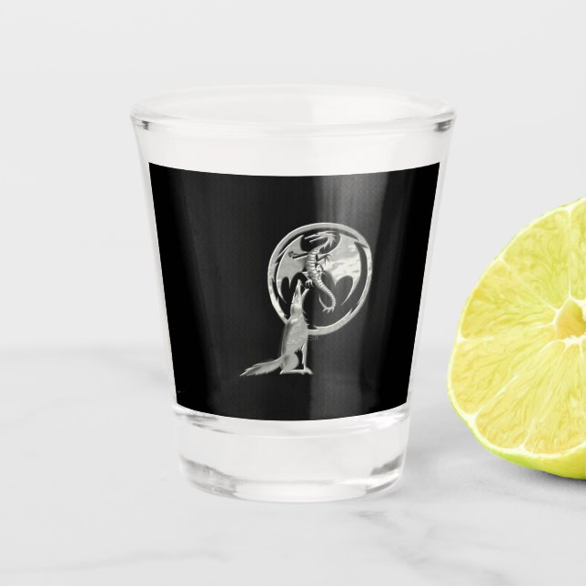 Vaso De Chupito Vidrio negro de tiro Wolf & Dragon (Anverso)