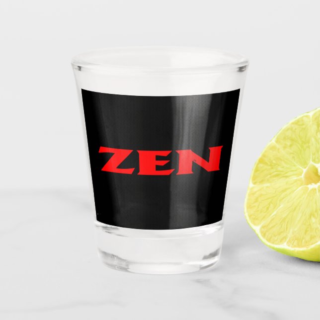 Vaso De Chupito Vidrio negro rojo Zen (Anverso)