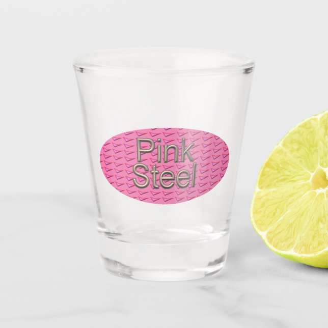 Vaso De Chupito Vidrio oval de acero rosa (Anverso)