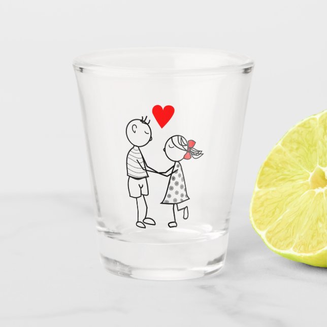 Vaso De Chupito Vidrio Pareja Shot (Anverso)