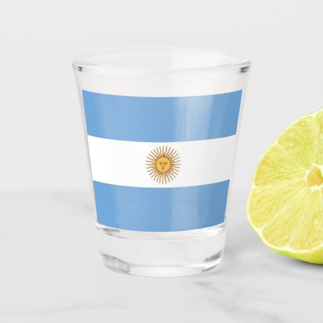 Vaso De Chupito Vidrio patriótico con bandera argentina (Anverso)