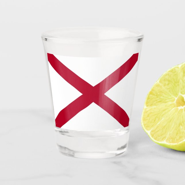 Vaso De Chupito Vidrio patriótico con bandera de Alabama, Estados  (Anverso)