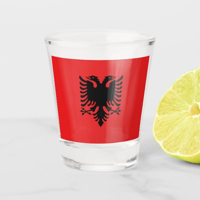 Vaso De Chupito Vidrio patriótico con bandera de Albania
