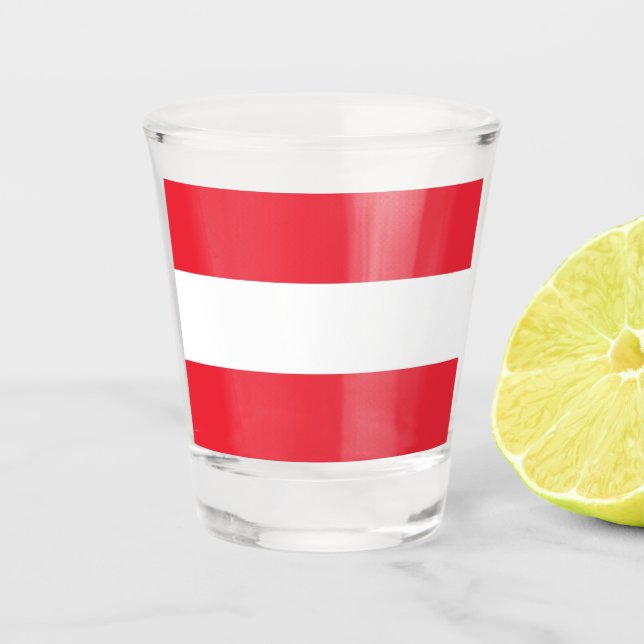 Vaso De Chupito Vidrio patriótico con bandera de Austria (Anverso)