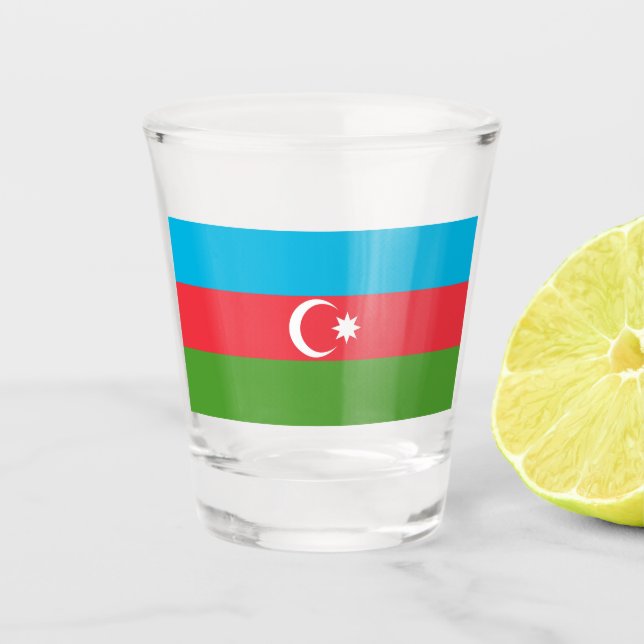 Vaso De Chupito Vidrio patriótico con bandera de Azerbaiyán (Anverso)