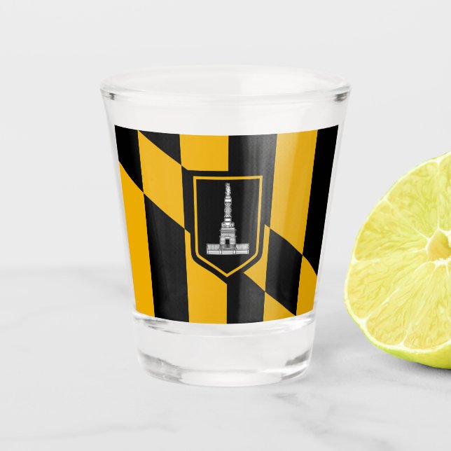 Vaso De Chupito Vidrio patriótico con bandera de Baltimore (Anverso)