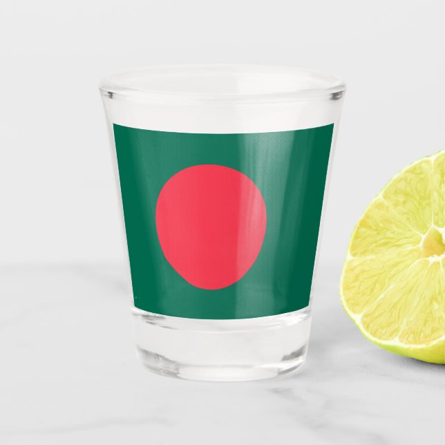 Vaso De Chupito Vidrio patriótico con bandera de Bangladesh (Anverso)