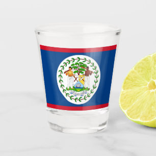 Vaso De Chupito Vidrio patriótico con bandera de Belice