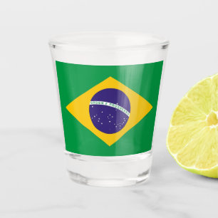 Vaso De Chupito Vidrio patriótico con bandera de Brasil