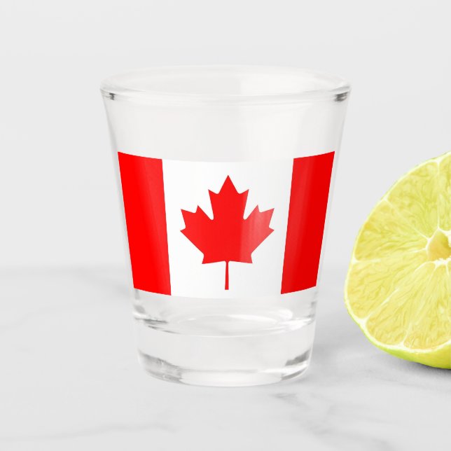 Vaso De Chupito Vidrio patriótico con bandera de Canadá (Anverso)