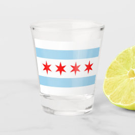 Vaso De Chupito Vidrio patriótico con bandera de Chicago