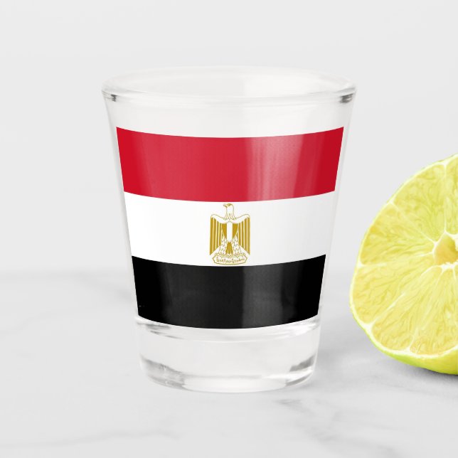Vaso De Chupito Vidrio patriótico con bandera de Egipto (Anverso)