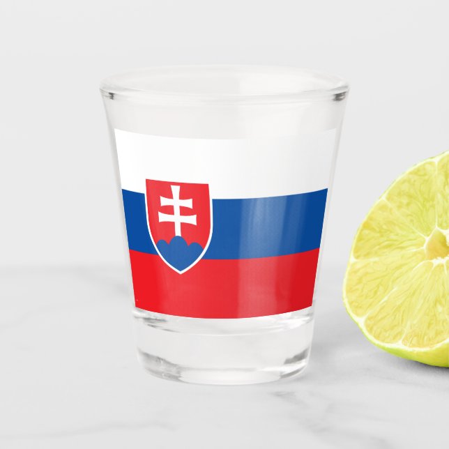 Vaso De Chupito Vidrio patriótico con bandera de Eslovaquia (Anverso)