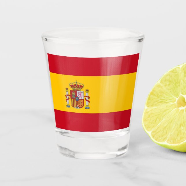 Vaso De Chupito Vidrio patriótico con bandera de España (Anverso)