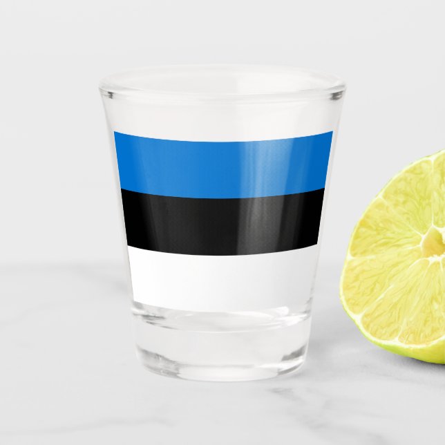 Vaso De Chupito Vidrio patriótico con bandera de Estonia (Anverso)