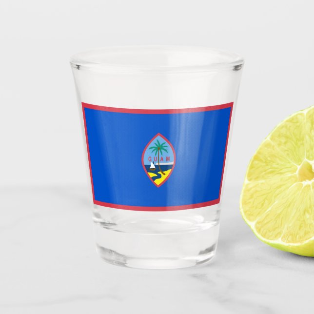 Vaso De Chupito Vidrio patriótico con bandera de Guam (Anverso)