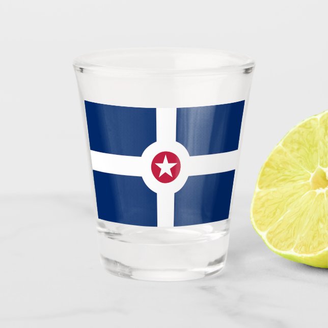 Vaso De Chupito Vidrio patriótico con bandera de Indianápolis (Anverso)