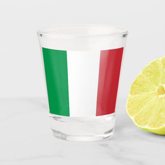 Vaso De Chupito Vidrio patriótico con bandera de Italia (Anverso)