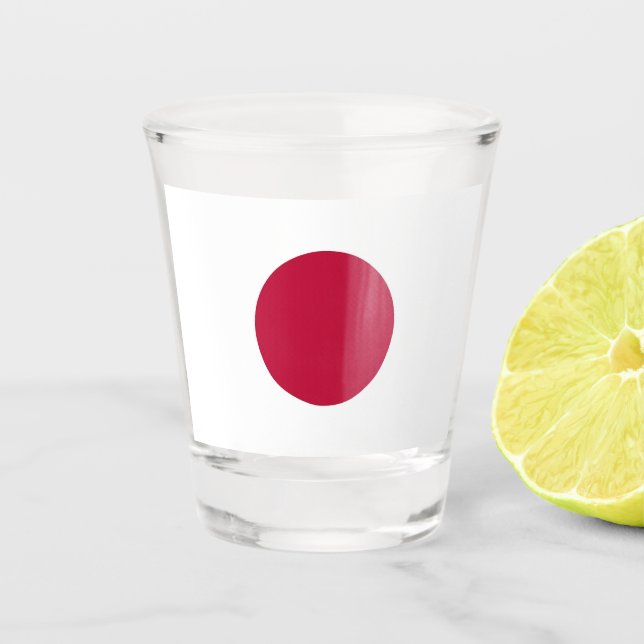 Vaso De Chupito Vidrio patriótico con bandera de Japón (Anverso)