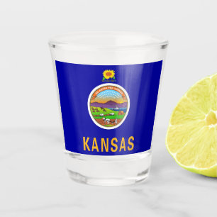 Vaso De Chupito Vidrio patriótico con bandera de Kansas