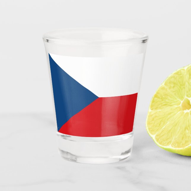 Vaso De Chupito Vidrio patriótico con bandera de la República Chec (Anverso)