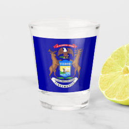 Vaso De Chupito Vidrio patriótico con bandera de Michigan