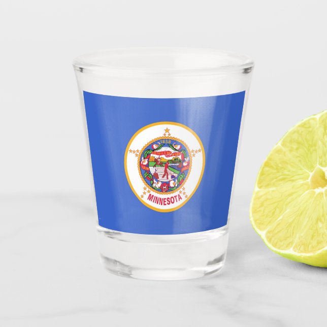 Vaso De Chupito Vidrio patriótico con bandera de Minnesota (Anverso)