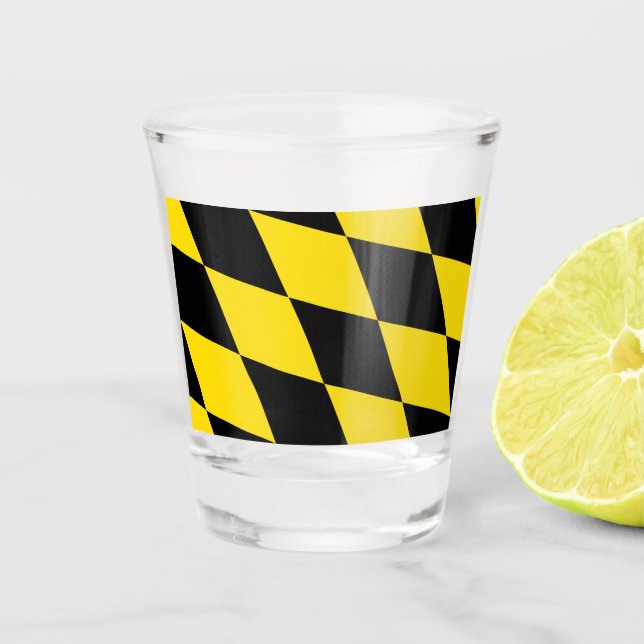 Vaso De Chupito Vidrio patriótico con bandera de Múnich (Anverso)