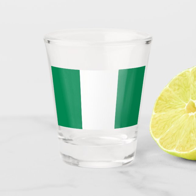 Vaso De Chupito Vidrio patriótico con bandera de Nigeria (Anverso)