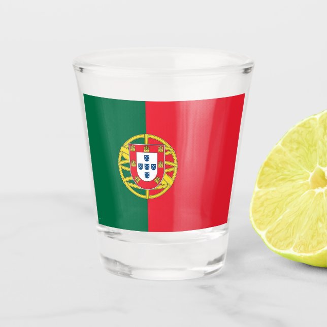 Vaso De Chupito Vidrio patriótico con bandera de Portugal (Anverso)
