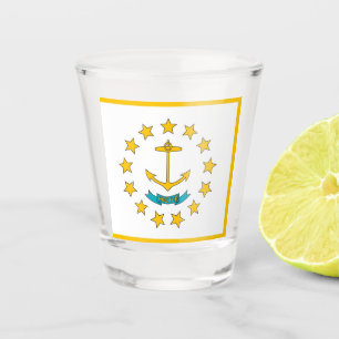 Vaso De Chupito Vidrio patriótico con bandera de Rhode Island