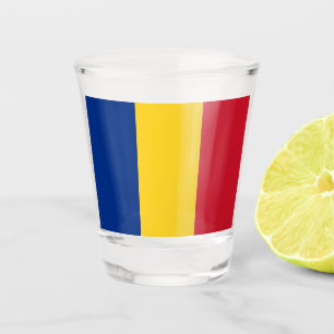 Vaso De Chupito Vidrio patriótico con bandera de Rumania