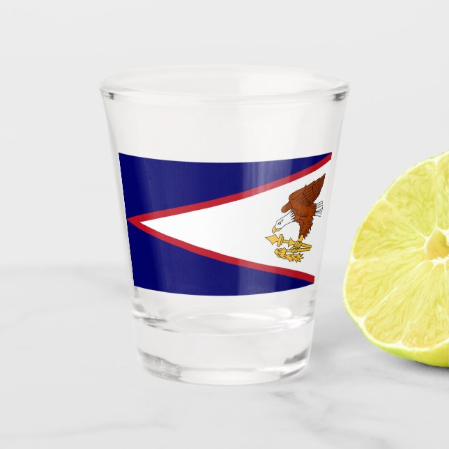 Vaso De Chupito Vidrio patriótico con bandera de Samoa Americana (Anverso)