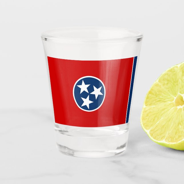 Vaso De Chupito Vidrio patriótico con bandera de Tennessee (Anverso)