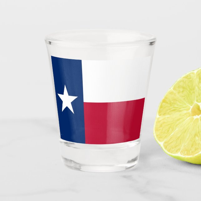 Vaso De Chupito Vidrio patriótico con bandera de Texas (Anverso)