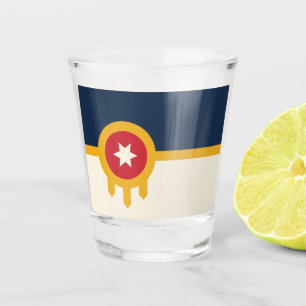 Vaso De Chupito Vidrio patriótico con bandera de Tulsa, Oklahoma