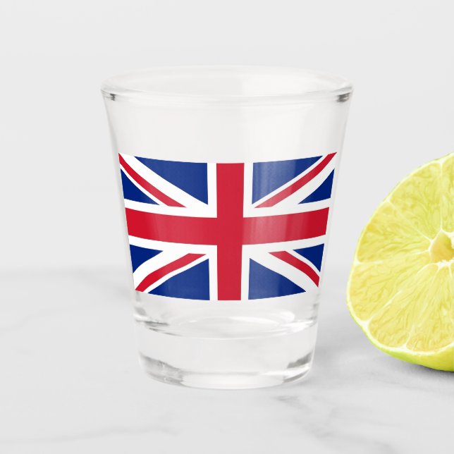 Vaso De Chupito Vidrio patriótico con bandera del Reino Unido (Anverso)