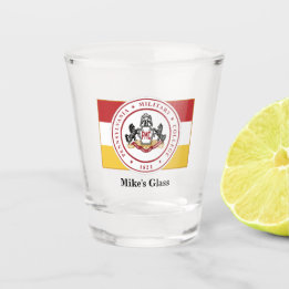 VASO DE CHUPITO VIDRIO PERSONALIZADO DE TIRO CON BANDERA PMC