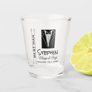 VASO DE CHUPITO VIDRIO PERSONALIZADO DEL MEJOR HOMBRE DE LA FIESTA