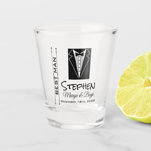 VASO DE CHUPITO VIDRIO PERSONALIZADO DEL MEJOR HOMBRE DE LA FIESTA (Anverso)