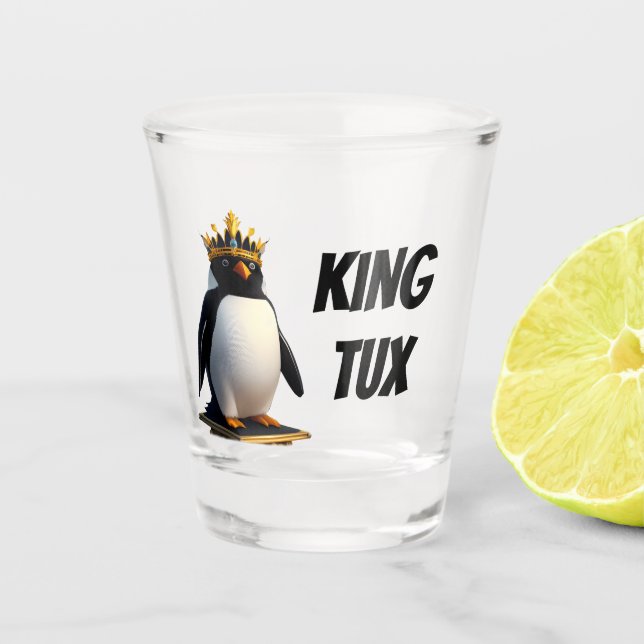 Vaso De Chupito Vidrio Pingüino King Tux Linux (Anverso)