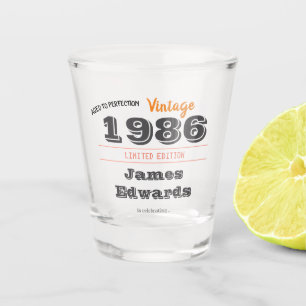 Vaso De Chupito Vidrio retro de 1986 - 40 cumpleaños
