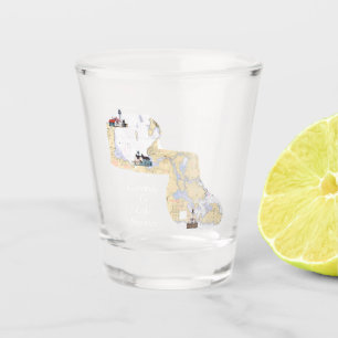 Vaso De Chupito Vidrio rodado en la gráfica del faro del río St. M
