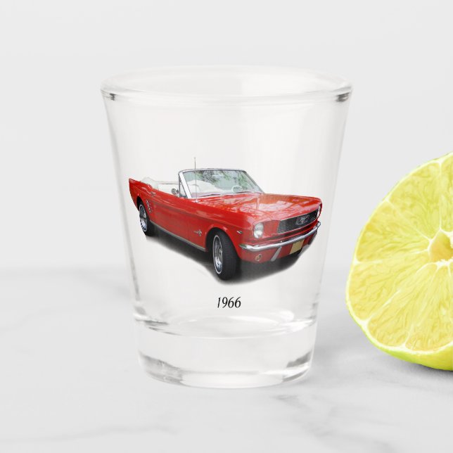 Vaso De Chupito Vidrio rojo convertible de 1966 (Anverso)