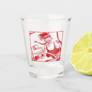 Vaso De Chupito Vidrio rojo de Biker Chick